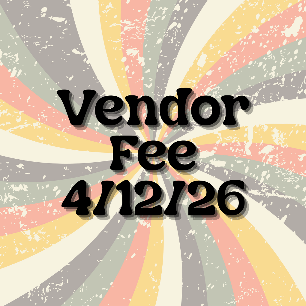 Text 'Vendor Fee 4/12/26' on a colorful radial background