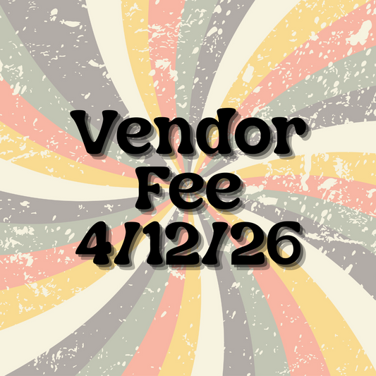Text 'Vendor Fee 4/12/26' on a colorful radial background